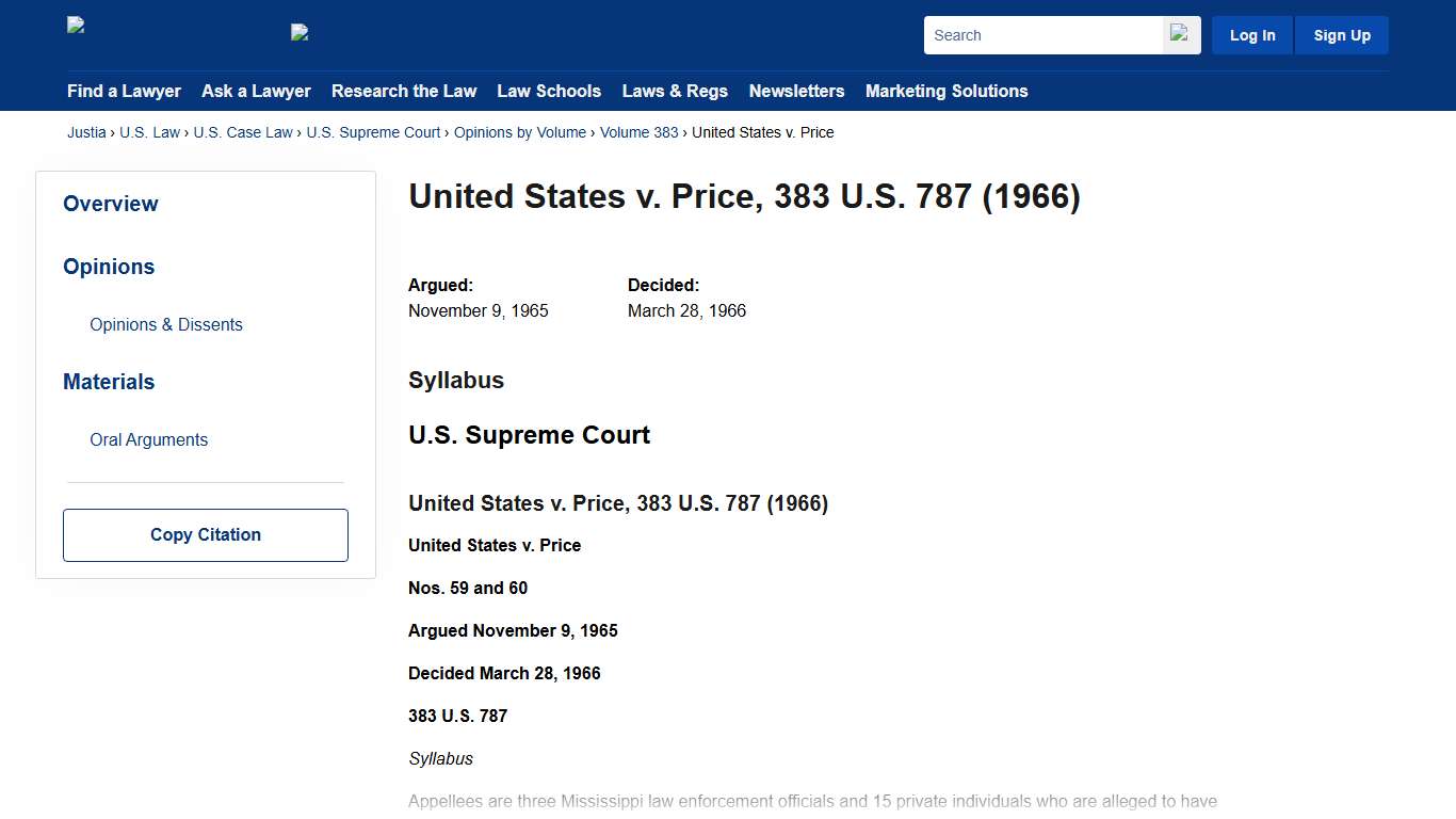 United States v. Price | 383 U.S. 787 (1966) | Justia U.S. Supreme Court Center
