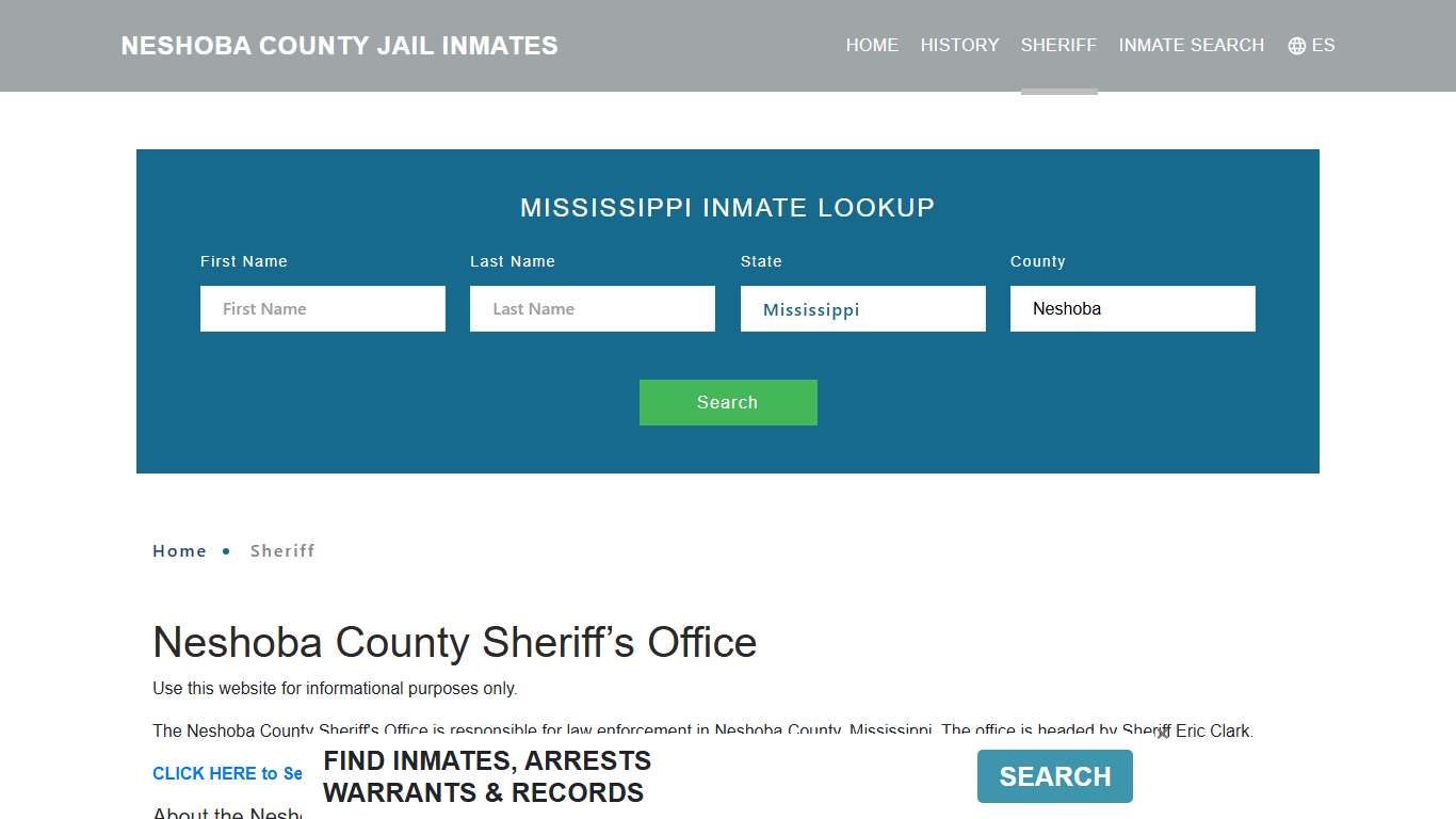 Neshoba County Sheriff, MS Arrest Warrant Lookup